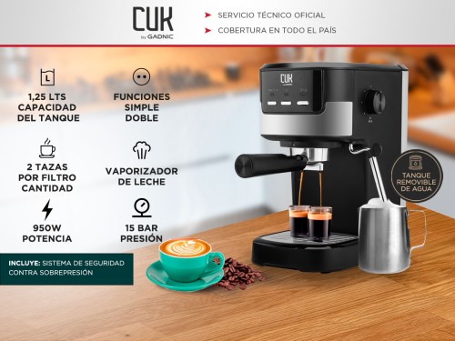 Cafetera Gadnic CME01 Expreso Automática Espumador Acero Inoxidable 95