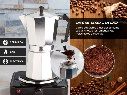 Cafetera Gadnic Moka Express manual plateada italiano