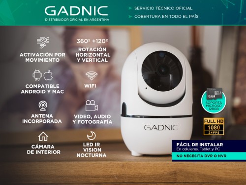 Cámara de Seguridad Gadnic SX9 IP Motorizada WiFi P2P Full Hd Visión N