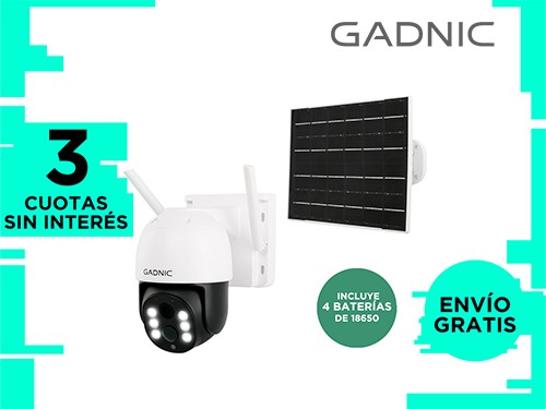 Camara seguridad Gadnic CMSOL42 Panel Solar 3MP Wifi batería recargabl