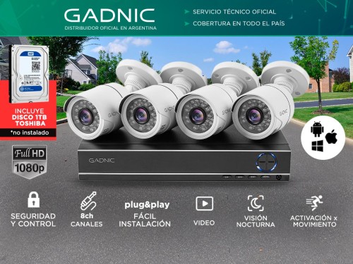 Cámaras de Seguridad x4 + DVR 8CH Gadnic SX14 Interior / Exterior IP C