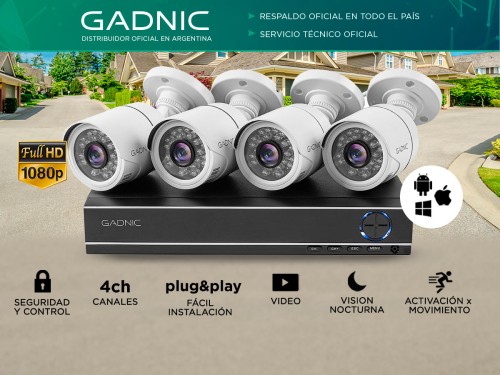 Cámaras de Seguridad PK1100 DVR Gadnic x4 Interior Exterior IP CCTV