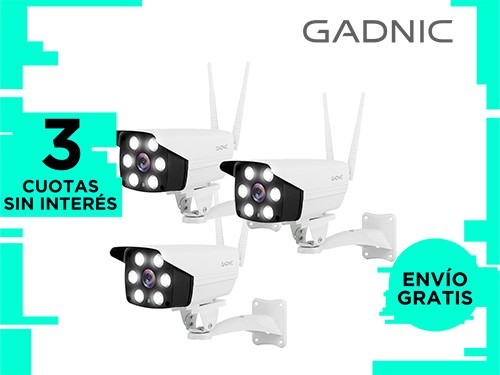 Camaras De Seguridad Gadnic CM200W x3 IP WIFI Exteriores HD 1080P