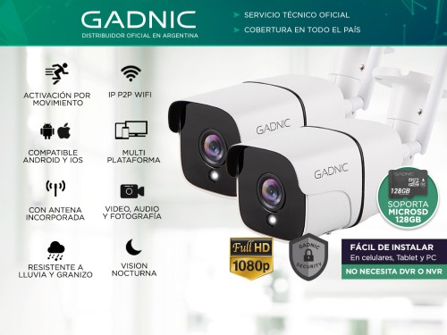 Kit Camaras de Seguridad Gadnic IP Wifi Exterior x2