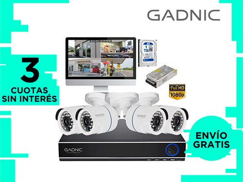 Kit x 4 Camaras de Seguridad Exterior DVR + Fuente Switching 12v a 10a