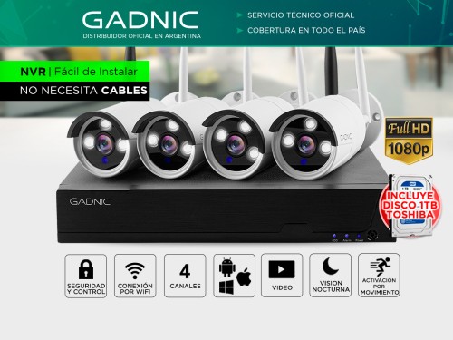 Cámaras de Seguridad x4 + NVR Gadnic SX24 Interior / Exterior IP WiFi