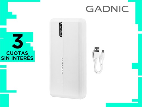 Power Bank Cargador portatil Gadnic 20000Mah Cable Micro Usb Tipo C