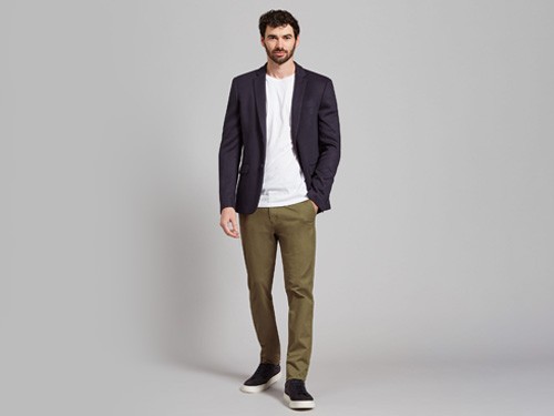 Pantalón liso gabardina verde oscuro