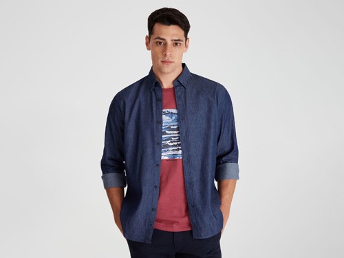 Camisa casual denim azul