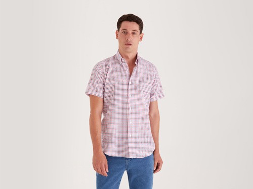 Camisa a cuadros regular frutilla