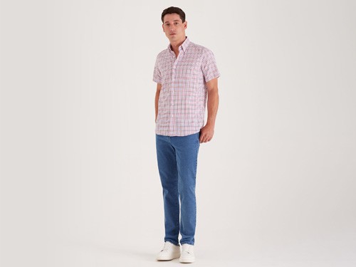 Camisa a cuadros regular frutilla