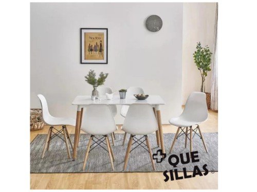 Juego De Comedor mesa Rectangular 120 x 80cm + 4 Sillas Eames