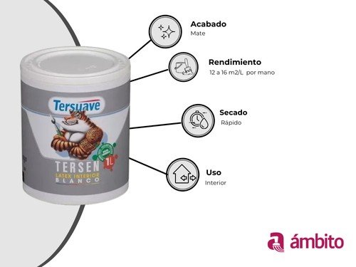 Pintura Látex Interior Tersen Blanco Mate 4litros Tersuave