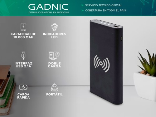 Power Bank Gadnic 10000 mAh con Doble Carga y Carga Rápida