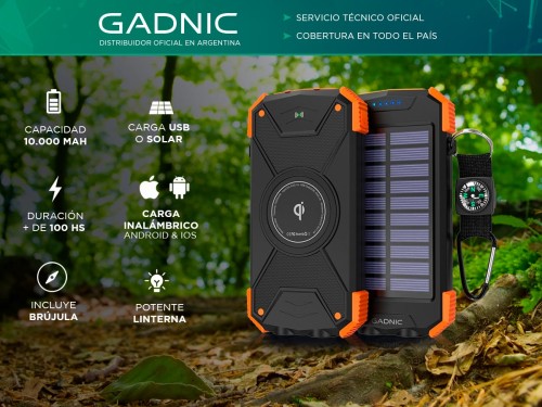 Cargador de Batería Solar Gadnic Power Bank Inalambrico