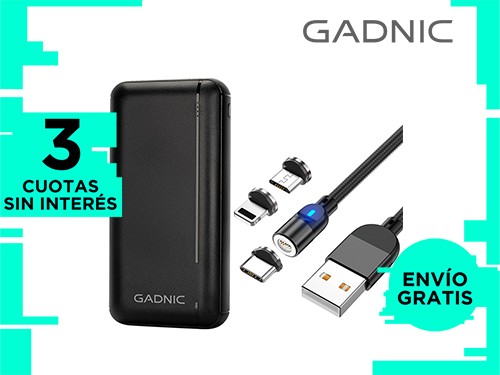 Kit Cargador Portátil y Cable Usb Magnetico Gadnic Carga Rápida