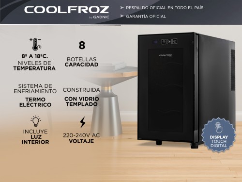 Cava De Vino Coolfroz WCTE0008 8 Botellas Termoelectrica Display Led