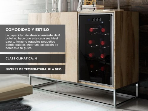 Cava De Vino Coolfroz WCTE0008 8 Botellas Termoelectrica Display Led