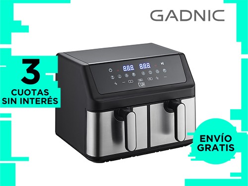 Freidora De Aire Eléctrica Gadnic Doble Cesta 9 Litros Antiadherente