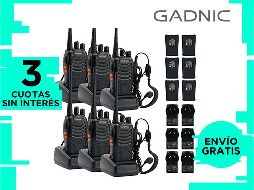 Handy Gadnic WK99U Kit x6 5w 16CH UHF Hasta 10km + Manos Libres