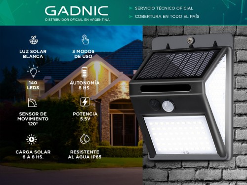 Luz LED Solar Para Exteriores Gadnic DLDS13 Impermeable IP65