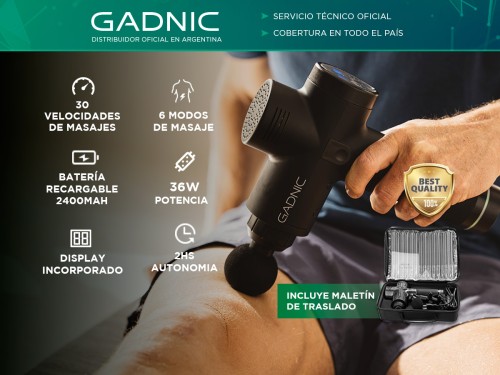 Masajeador Gadnic Massage Gun Pistola Inalámbrica Rehabilitación Fatig