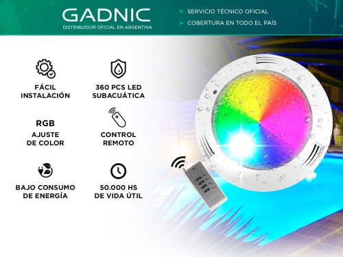 Luces Para Pileta Gadnic LP18 18w Iluminación De Jardín Led Rgb