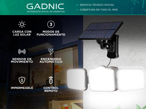 Reflector Solar Luz Led Gadnic 3 Paneles Ultra Potentes