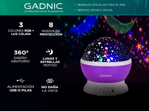 Velador Gadnic Star3 Proyector de Estrellas Led Giratorio 3 RGB Luz C