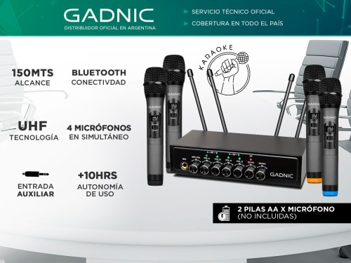 Micrófono Inalambrico Profesional Gadnic BT408 Bluetooth UHF