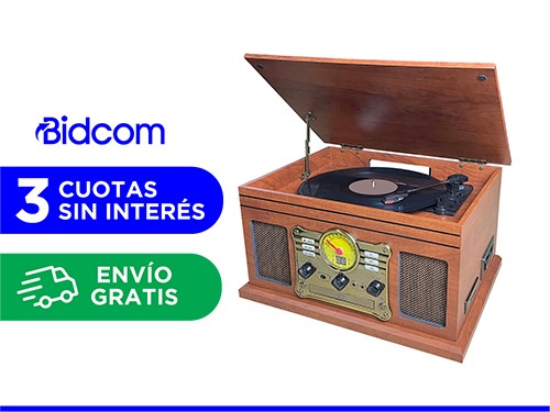 Tocadiscos Gadnic Soundix6 Vintage Bluetooth 3 Velocidades FM USB Cass