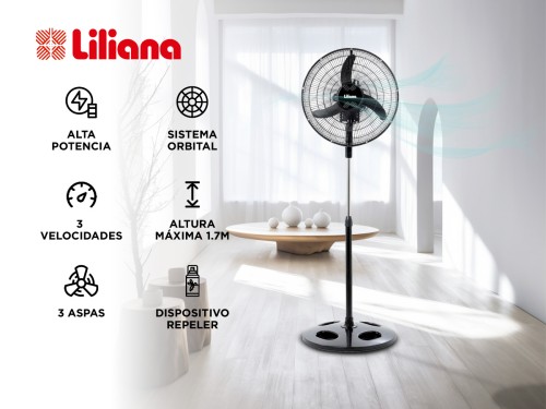 Ventilador de Pie Liliana Orbital VPRN18 Repeler 3 Aspas