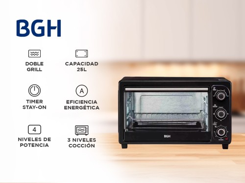 Horno Electrico BGH 25L Grill 1380W Timer BHE25M19N