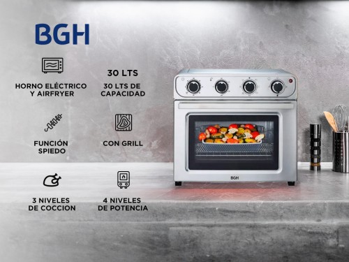 Horno Eléctrico Airfryer BGH Inox BHE30FX24T 30 Litros