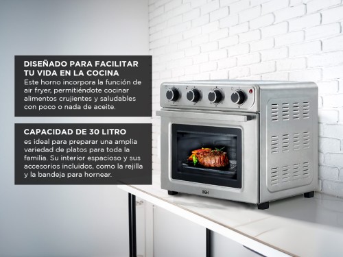 Horno Eléctrico Airfryer BGH Inox BHE30FX24T 30 Litros