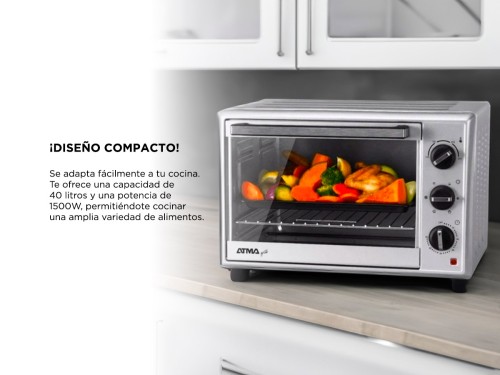 Horno Electrico Grill Atma Hga4022pi 1500W 40L Timer Plateado