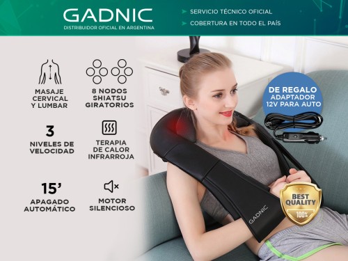 Masajeador Gadnic Cedro Cervical 8 Nodos Shiatsu Terapia de Calor 3 Ni