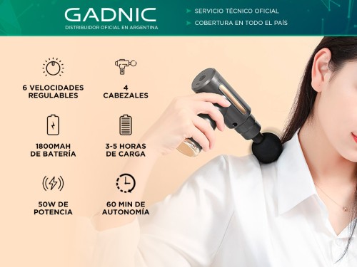 Pistola Masajeadora Gadnic PROMASSAGE Inalámbrica