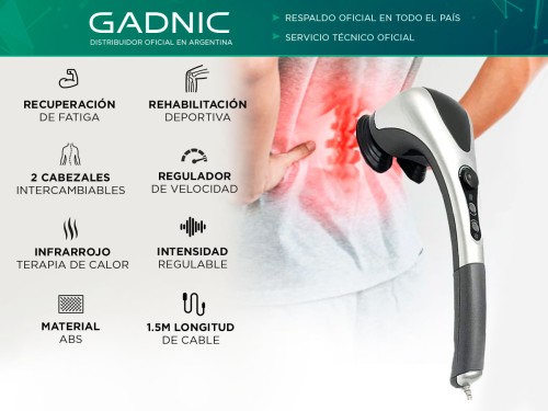 Masajeador De Mano Gadnic M156 Portátil Doble Cabezal