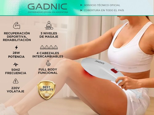 Masajeador de Mano Gadnic Corporal + 4 Cabezales Intercambiables