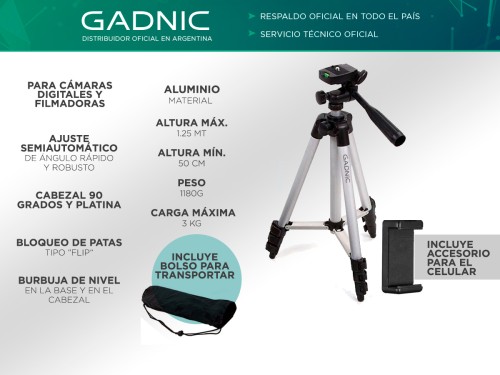 Tripode Gadnic Aluminio Para Fotografia T-1