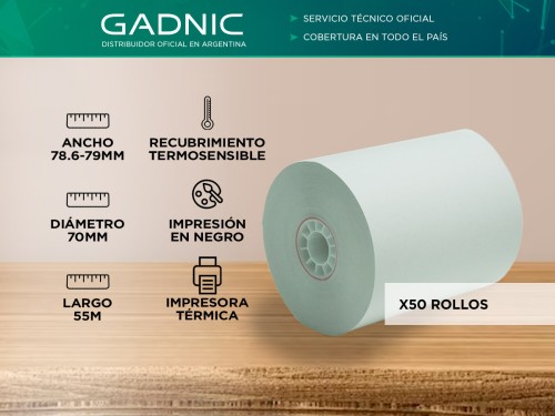 Rollos de Papel para Impresoras Termicas Gadnic x50 unidades