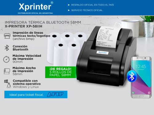 Impresora Térmica X-Printer XP-58IIH Bluetooth 58mm Alta Velocidad Imp