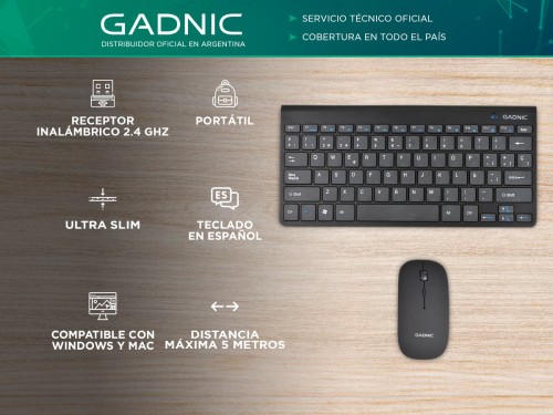 Set de Teclado y Mouse Gadnic Inalámbricos