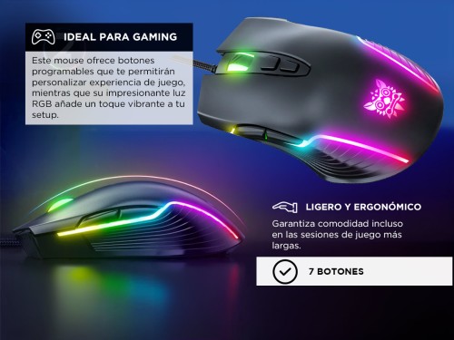 Mouse Gamer Onikuma CW905 Negro DPI 6400 con Luz RGB