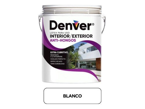 Pintura Para Interior/Exterior Látex Antihongo Blanco Denver 10 Litros