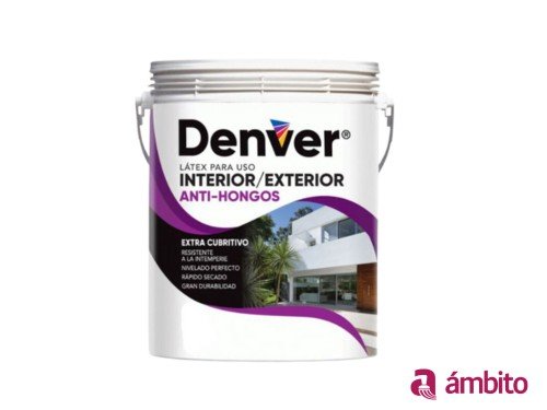 Pintura Para Interior/Exterior Látex Antihongo Blanco Denver 10 Litros