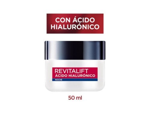 Loreal París Crema Facial Noche Con Ácido Hialurónico Revitalift 50 Ml