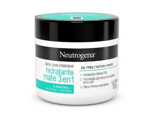 Neutrogena Crema Facial Hidratante Intensiva Mate 3 en 1 100 Gr