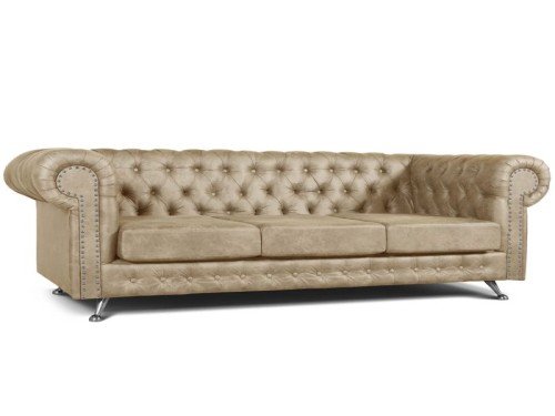 Sillón 3 Cuerpos Chesterfield Espácity Tela Lenovo Beige